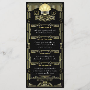Art Deco Hochzeit Abendessen Abendessen Party Schw Menükarte