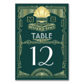 Art Deco Hochzeit Abendessen Party Grün Tischnummer (Rückseite)
