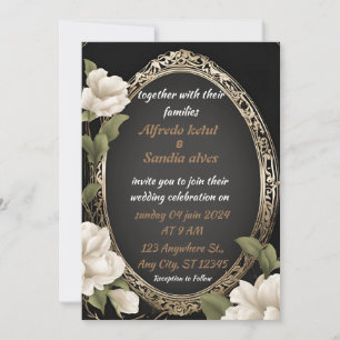 Art Deco Hochzeit Diamant schwarz und Goldfolie Ei Einladung