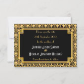 Art Deco Hochzeit Diamantmuster Save the Date (Rückseite)