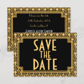 Art Deco Hochzeit Diamantmuster Save the Date (Vorne/Hinten)