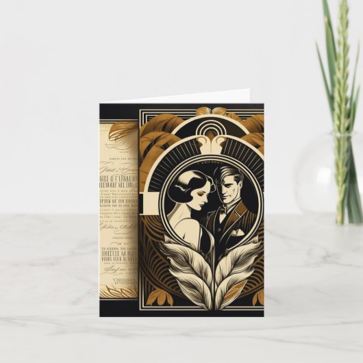 Art-Deco-Hochzeit Einladung (Vorderseite)