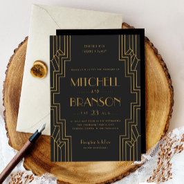 Art Deco Hochzeit Einladung Gold Black Gay Wedding