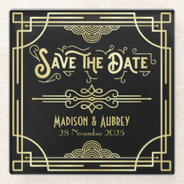 Art Déco Hochzeit Elegantes Tessin Save the Date Glasuntersetzer