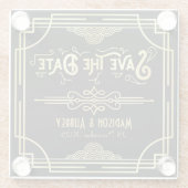 Art Déco Hochzeit Elegantes Tessin Save the Date Glasuntersetzer (Rückseite)