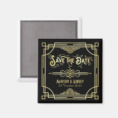 Art Déco Hochzeit Elegantes Tessin Save the Date Magnet (Vorderseite/Rückseite)