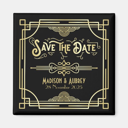 Art Déco Hochzeit Elegantes Tessin Save the Date Magnet (Vorne)