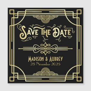 Art Déco Hochzeit Elegantes Tessin Save the Date Magnetkarte