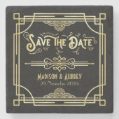 Art Déco Hochzeit Elegantes Tessin Save the Date Steinuntersetzer (Vorderseite)