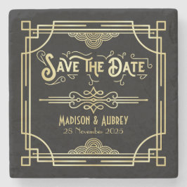 Art Déco Hochzeit Elegantes Tessin Save the Date Steinuntersetzer