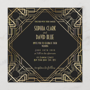 Art Deco Hochzeit im Stil der 20er Jahre Einladung