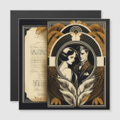 Art-Deco-Hochzeit Magneteinladung (Vorne/Hinten)