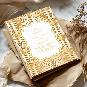 Art Deco Hochzeit mit Goldfolie Einladung