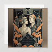 Art-Deco-Hochzeit Mitteilungskarte (Vorne/Hinten)