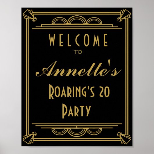 Art Déco Hochzeit oder Party Sign machen Ihre eige Poster (Vorne)