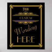 Art Déco Hochzeit oder Party Sign machen Ihre eige Poster (Vorne)