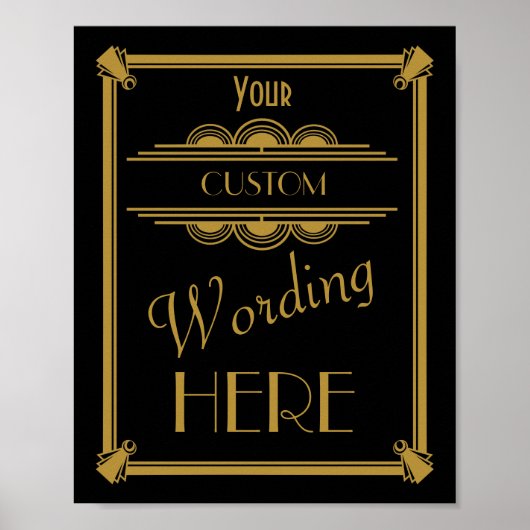 Art Déco Hochzeit oder Party Sign machen Ihre eige Poster (Vorne)