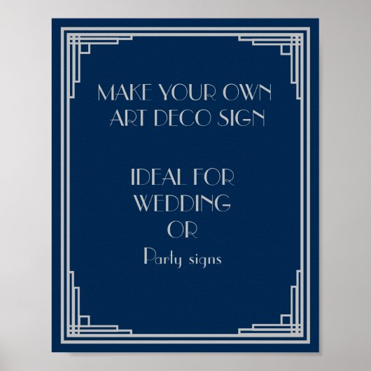 Art Déco Hochzeit oder Party Sign machen Ihre eige Poster (Vorne)