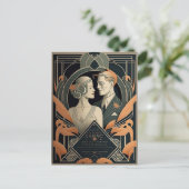 Art-Deco-Hochzeit Postkarte (Stehend Vorderseite)