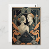 Art-Deco-Hochzeit Postkarte (Vorne/Hinten)