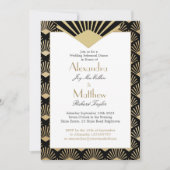 Art Deco Hochzeit Probe Dinner Black Gold Einladung (Vorderseite)