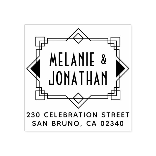 Art Déco Hochzeit - Rücksendeadresse Gummistempel (Prägung)