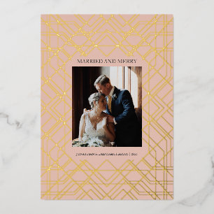 Art Deco Hochzeit und Frohe Weihnachtskarte mit Fo Folien Feiertagskarte