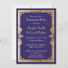 Art Deco Hochzeit Verlobung Gatsby Marine Einladun