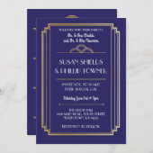 Art Deco Hochzeiten Einladungen Navy & Gold 1920er (Vorne/Hinten)