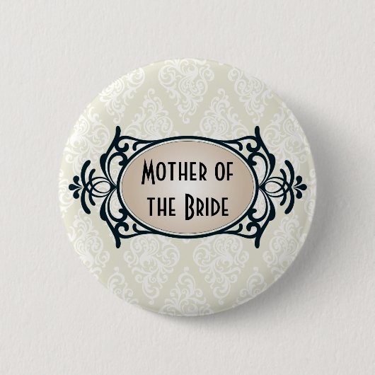 Art Deco Hochzeitsbrautparty Button (Vorderseite)