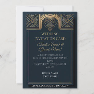 Art Deco Hochzeitseinladung Navy & Gold Gatsby Einladung