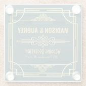 Art Deco Hochzeitsempfang Party Bar Gold Green Glasuntersetzer (Rückseite)