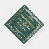 Art Deco Hochzeitsempfang Party Bar Gold Green Serviette (Ecke)