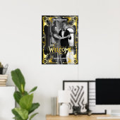 Art Deco Hochzeitsempfang Welcome Gold Foto Poster (Heimbüro)
