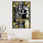 Art Deco Hochzeitsempfang Willkommen Gold & Black Poster (Küche)