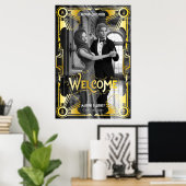 Art Deco Hochzeitsempfang Willkommen Gold & Black Poster (Heimbüro)