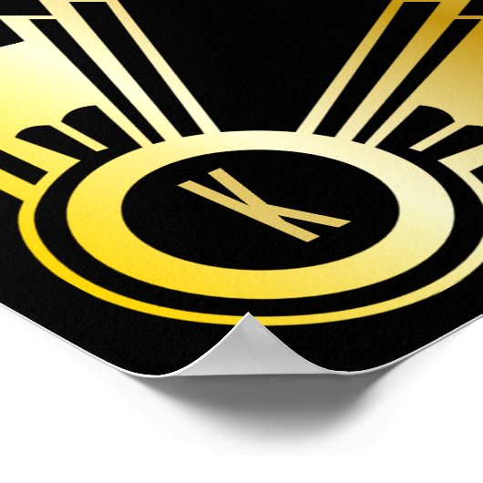 Art Deco Hochzeitsempfang Willkommen Gold & Black Poster (Ecke)