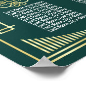 Art Deco Hochzeitsempfehlung: Grüne Sitzkarte Poster (Ecke)