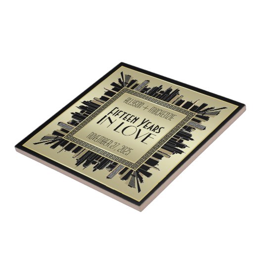 Art Deco Hochzeitsfeier Champagne Gold Gatsby Fliese (Seite)