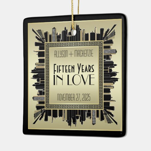 Art Deco Hochzeitsfeier Champagne Gold Gatsby Keramikornament (Links)