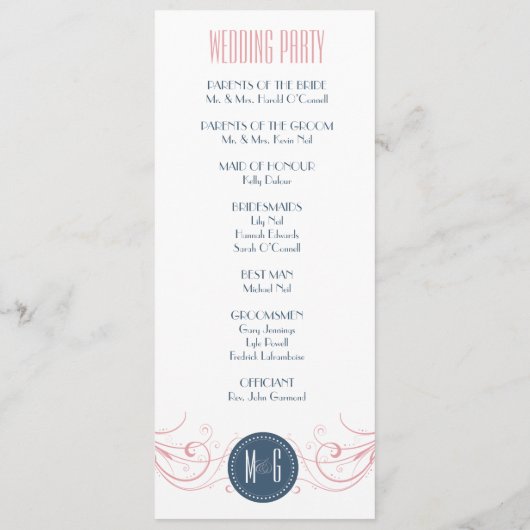 Art Deco Hochzeitsfeier Programm (Rückseite)