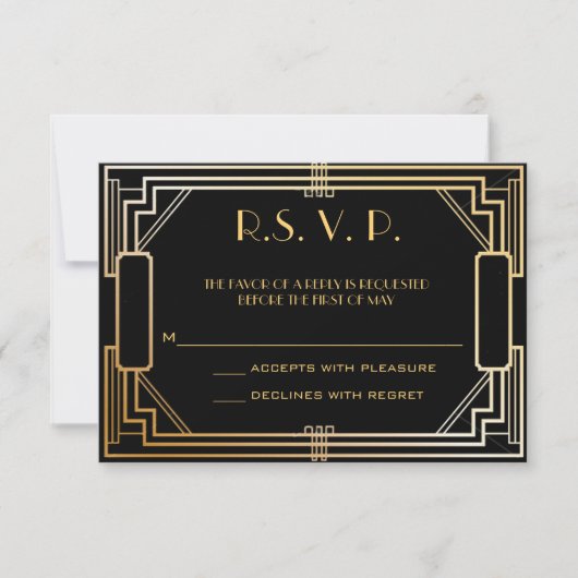 Art Deco - Hochzeitskarten UAWG RSVP Karte (Vorderseite)