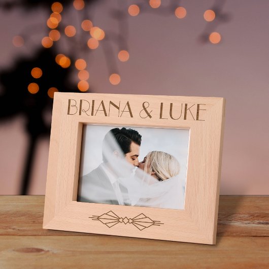 Art-Deco-Hochzeitspaare oder Familientext Geätzte Rahmen