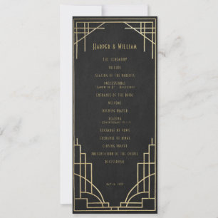 Art Deco Hochzeitsprogramm Einladung