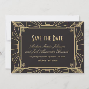 Art Deco Hochzeitstermin von Origami Prints Save The Date