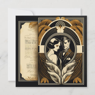 Art Deco Hochzeitsthema Mitteilungskarte