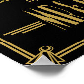 Art Deco Hochzeitszeichen Gold und schwarz Wunschz Poster (Ecke)