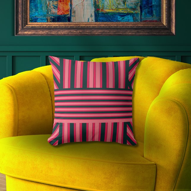 Art Déco Holzkohle Rosa Abstraktes elegantes Muste Kissen (Von Creator hochgeladen)