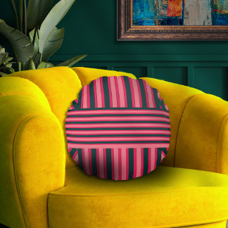 Art Déco Holzkohle Rosa Abstraktes elegantes Muste Rundes Kissen