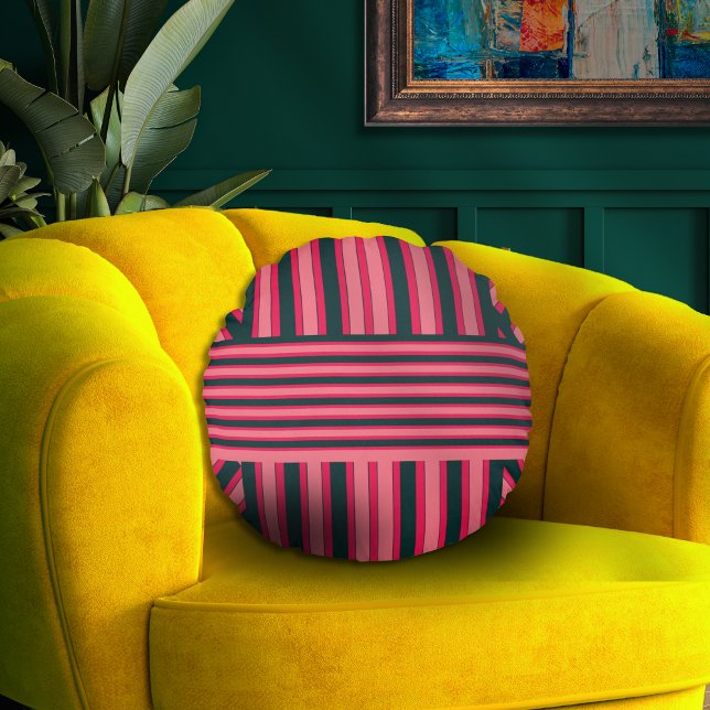 Art Déco Holzkohle Rosa Abstraktes elegantes Muste Rundes Kissen (Von Creator hochgeladen)